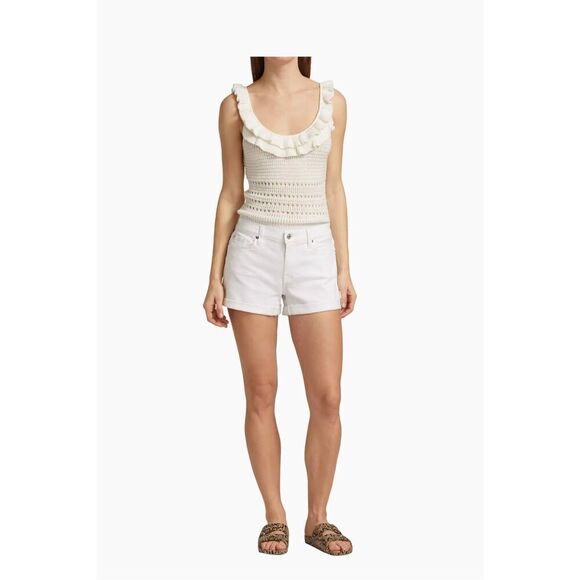 7 For All Mankind Mid Toll White Denim Short - Picture 1 of 12